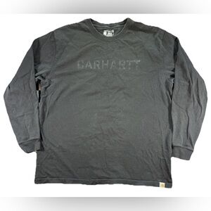 Carhartt Loose Fit Long Sleeve T Shirt Men's Large Black Spell Out Logo Workwear